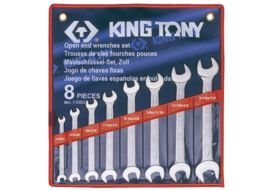 1108SR.png 8PC Double Open End Wrench Set SAE - Image 1