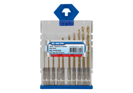 10PC 1/4" Titanium Coated HSS Drill Bits Set With Hex Shank