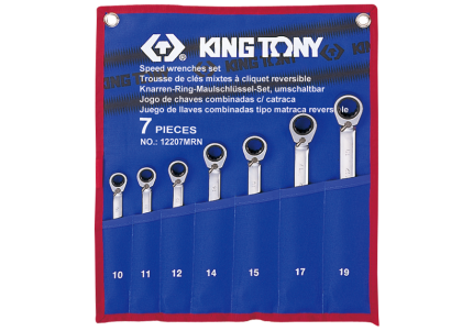 7PC Metric Reversible Speed Wrench Set with Pouch Bag 10-19MM