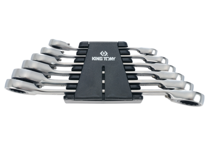 6PC Metric Reversible Double-End Speed Wrench Set with Rack 8-19MM