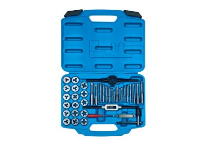 39PC Tap & Die Set with Tap Wrench, Die Stock & Screwdriver