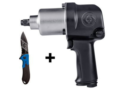 Bundle Promotion 1/2" Drive Std Air Impact Wrench 500FT/LBS (678NM) + Safety Clasp Knife