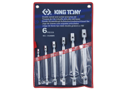 6PC Double End Flexible Head Wrench Set Metric 8-19MM