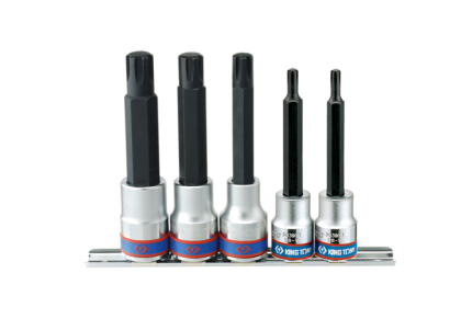 5PC 3/8" & 1/2" Drive Ribe Bit Socket Set with Rail