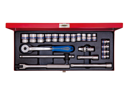 22PC 3/8" Drive Socket Set 6PT Metric Chrome