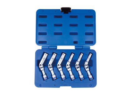 6PC 3/8" Drive Long Glow Plug Socket Set 16MM x 160MM Length 6PT