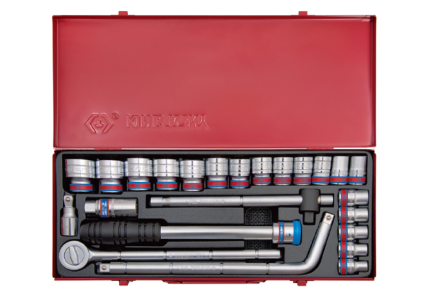 24PC 1/2" Drive Socket Set 12PT Metric Chrome