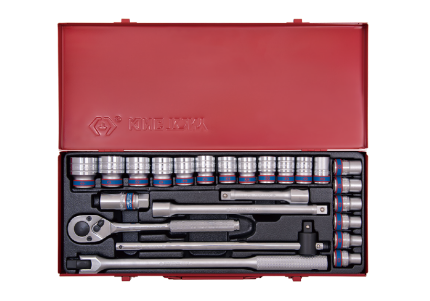 24PC 1/2" Drive Socket Set 12PT Metric Chrome