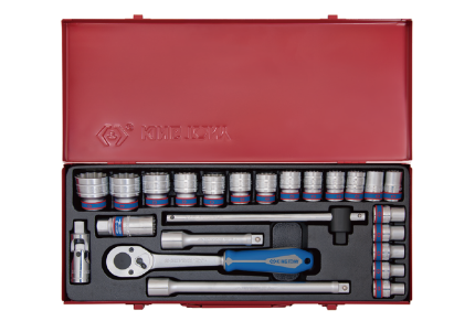 24PC 1/2" Drive Socket Set 12PT Metric Chrome