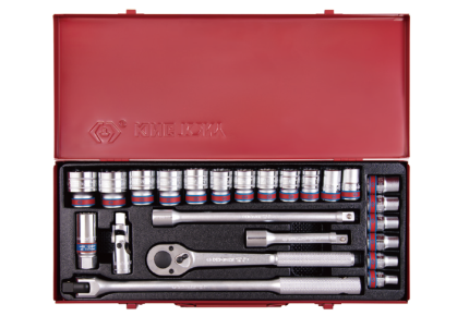 24PC 1/2" Drive Socket Set 12PT SAE Chrome