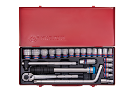 24PC 1/2" Drive Socket Set 12PT Metric Chrome