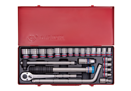 24PC 1/2" Drive Socket Set 12PT SAE Chrome