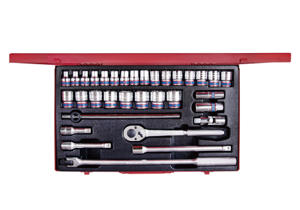 33PC 1/2" Drive Socket Set 12PT Metric Chrome