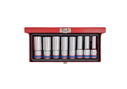 8PC 1/2" Drive Deep Socket Set 12MM–23MM 6PT Metric