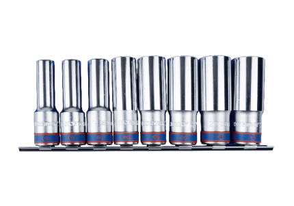 8PC 1/2" Drive Deep Socket Rail Set 12MM–23MM 6PT Metric