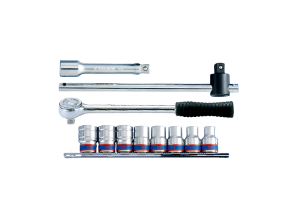 11PC 1/2" Drive Socket Set 6PT Metric Chrome