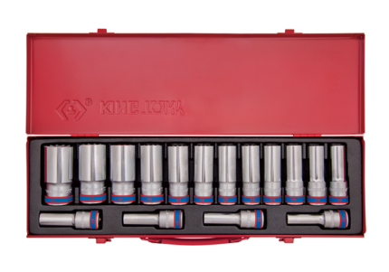 16PC 1/2" Drive Deep Socket Set 6PT Metric Chrome