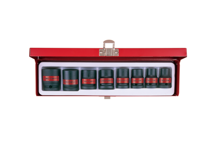 8PC 1/2" Drive Air Impact Socket Set 6PT SAE Black