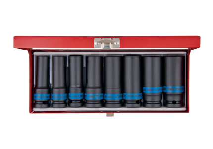 8PC 1/2" Drive Deep Impact Socket Set Metric Black