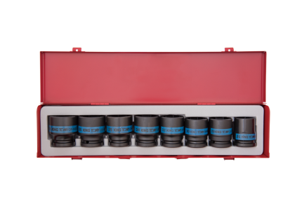 8PC 3/4" Drive Impact Socket Set Metric Black