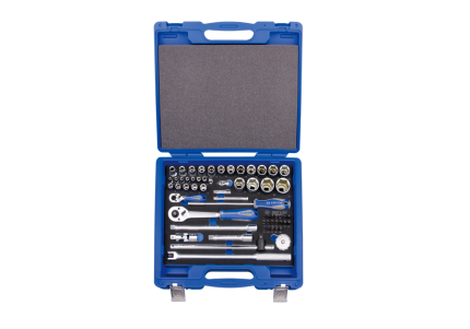 60PC 1/4" & 1/2" Drive Socket Set 6PT Metric Chrome