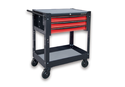 3 Drawer Tool Trolley Black And Red