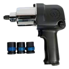 1/2" Drive Air Impact Wrench 650FT/LBS (881NM) Incl Sockets 17MM 19MM 21MM Black