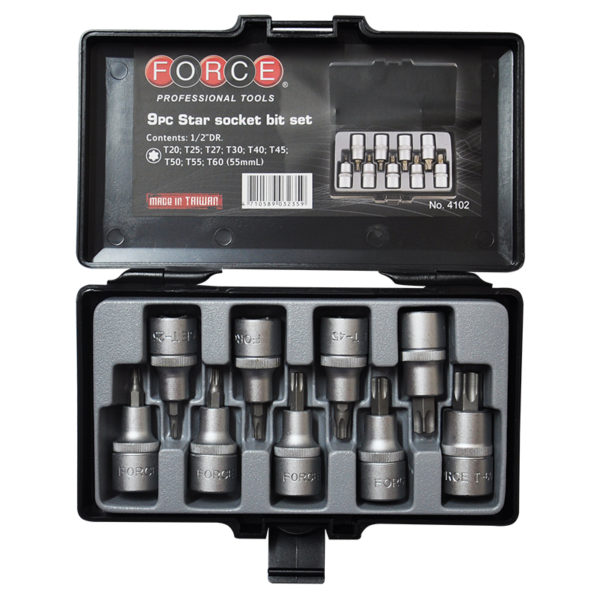 9PC 1/2"DR. STAR SOCKET BIT SET (T20-T60) (55MML) - Mr. Tools