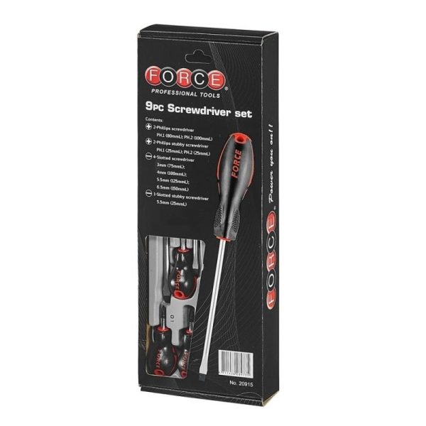 9PC Screwdriver Set Slotted & Phillips (+/-)