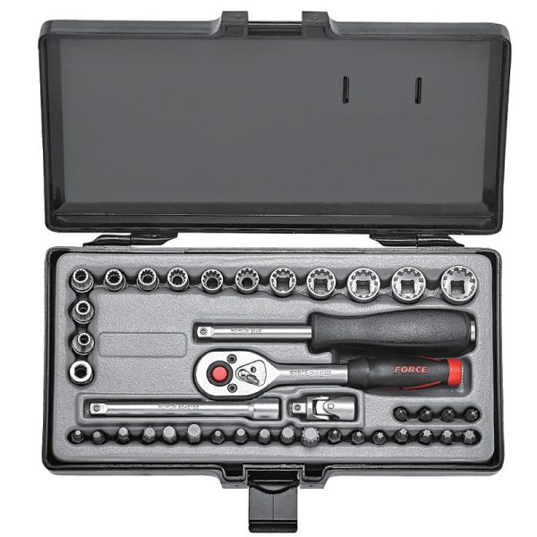 40PC 1/4" Drive Spline Socket Combination Set 4MM–14MM