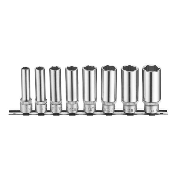 8PC 3/8" Drive 6PT Flank Deep Socket Set 5/16"–3/4" 63MM Length