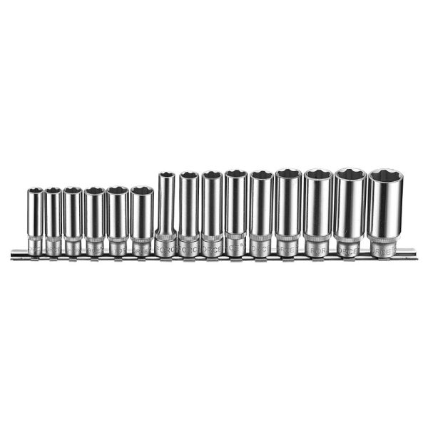 15PC Surface Deep Socket Set 1/4" Drive 8MM–13MM 50MM Length 3/8" Drive 8MM–19MM 63MM Length