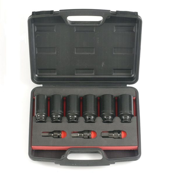 9PC 1/2" Drive Impact 12PT Deep Socket & Hex Impact Socket Bit Set 27MM - 36MM 85MM Length 14MM - 19MM 60MM Length