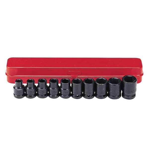 10PC 1/2" Drive 6PT Flank Impact Socket Set 3/8" - 15/16"