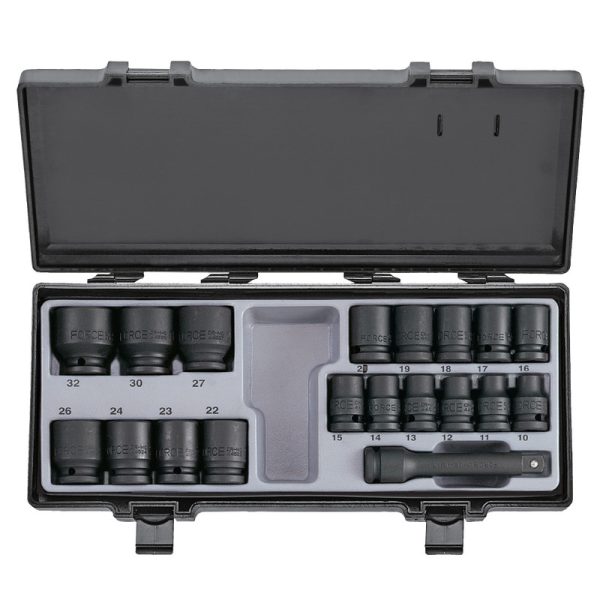 19PC 1/2" Drive 6PT Flank Impact Socket Set 10-32MM