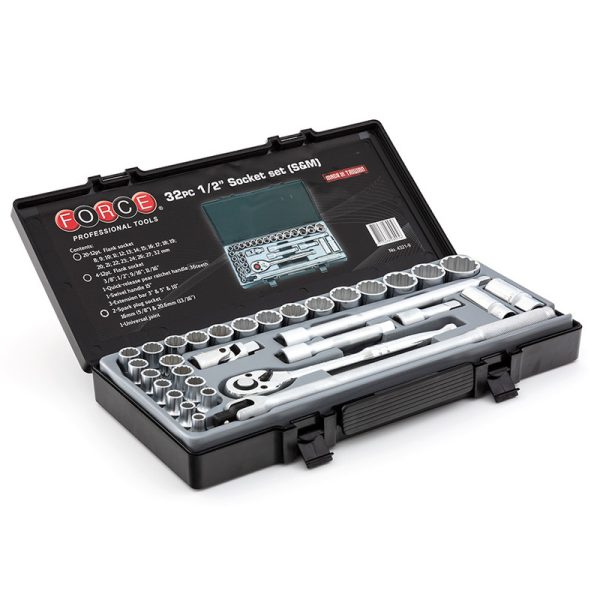 32PC 1/2" Drive Socket Set 8-32MM 12PT