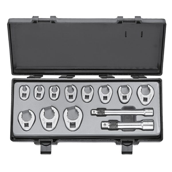 13PC Crowfoot Flare Nut Wrench Set 3/8" Drive 3/8" - 7/8" 1/2" Drive 15/16" - 1"