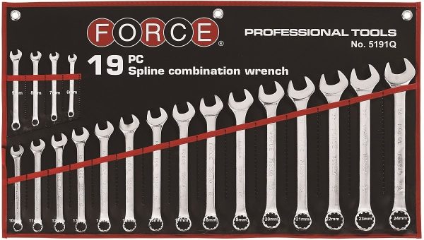 19PC Spline Combination Wrench Set M6-M24