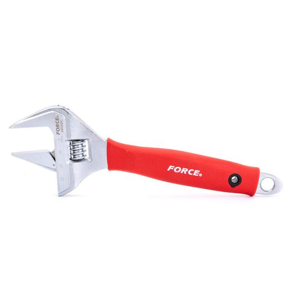 Wide Jaw Adjustable Wrench Rubber Handle 8"