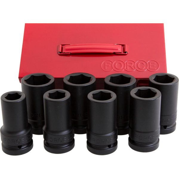8PC 1" Drive 6PT Deep Impact Socket Set 24-41MM (100MM Length)