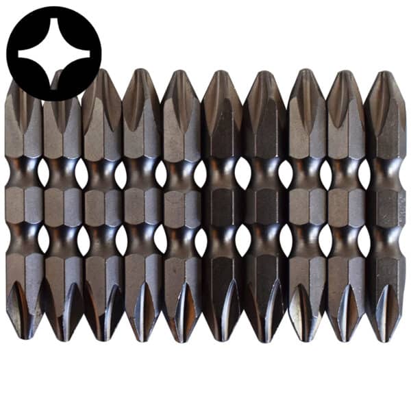 10PC 1/4" Double End Phillips Bit Set 45MM Length
