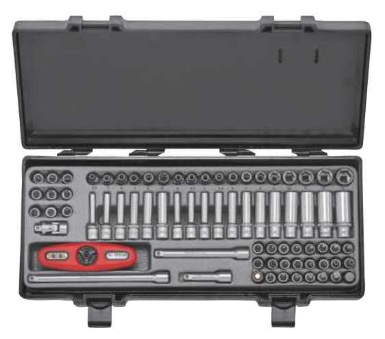 74PCS 1/4" Drive 6PT Flank & Star Socket Combination Set 4-13MM