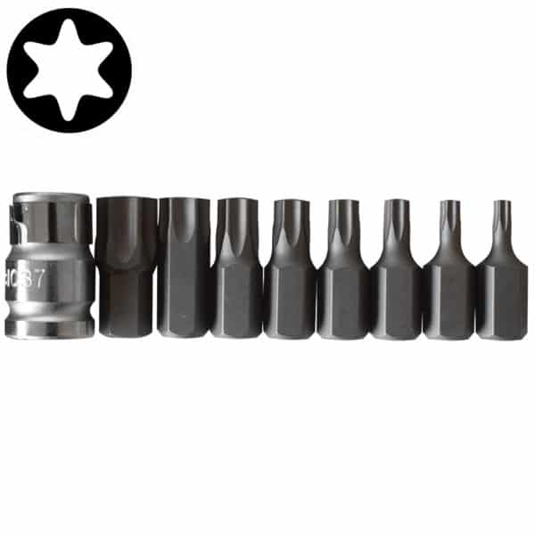9PC 10MM Star Bit Set 3/8" Drive T20-T60