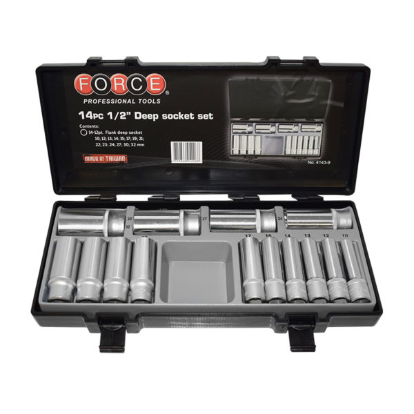 14PC 1/2" Drive 12PT Deep Socket Set 10-32MM 77MM Length