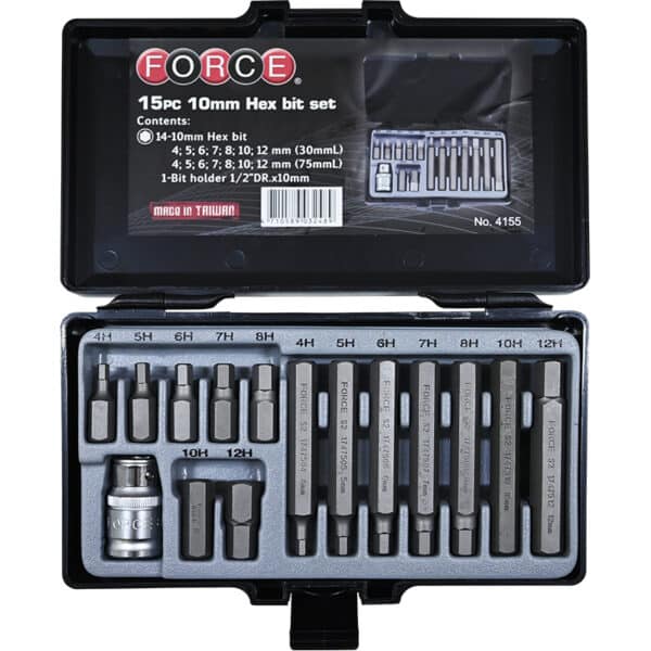 15PC 10MM Hex Bit Set 1/2" Drive 4-12MM