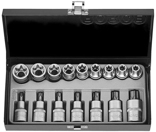 16PC 1/2" Drive Star Socket Set E10-E24 T40-T70 55MM Length