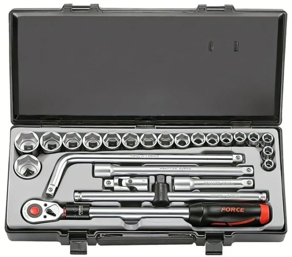 25PC 1/2" Drive 6PT Flank Socket Combination Set 10-32MM