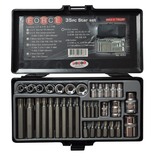 35PC 1/4" & 3/8" & 1/2" Drive Socket Set Star Combination