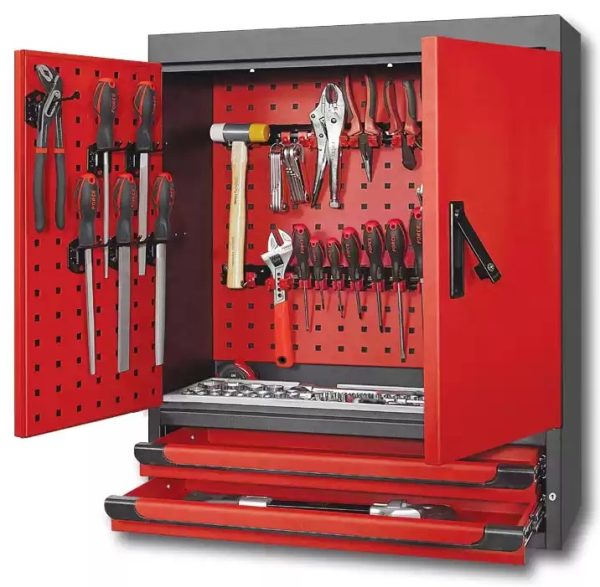 2 Drawers Tool Cabinet With 129Pcs Tools
