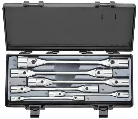 6Pc Hinged Socket Wrench Set 3/8" X 7/16" - 15/16" X 1"